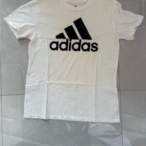 adidas White Tee with Black Logo Print